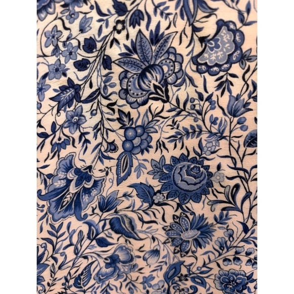 Zara Roll Tab Long Sleeve Blue White Floral Silk Blend Tunic Top Size Medium - Picture 2 of 4